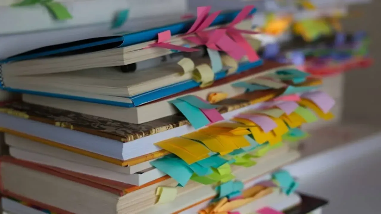 A book page covered in handwritten notes and underlines